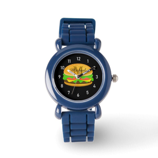 Montre Cool et amusant yummy burger Monogramme et numéros (Recto)