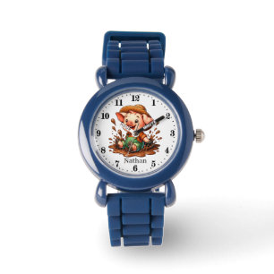 Montre Cool garçons cochon amoureux ajouter nom