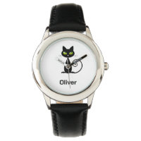 Cool mignon assis Chat noir avec yeux verts Regard