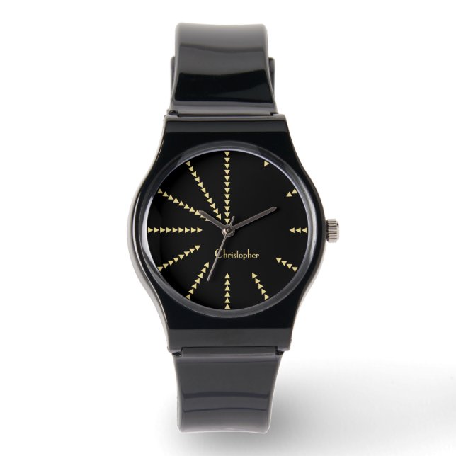 Montre Cool moderne Black Gold Monogramme bracelet en sil (Recto)