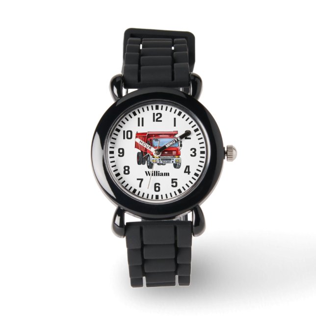 Montre Cool Nom personnalisé Construction Camion de vidag (Recto)