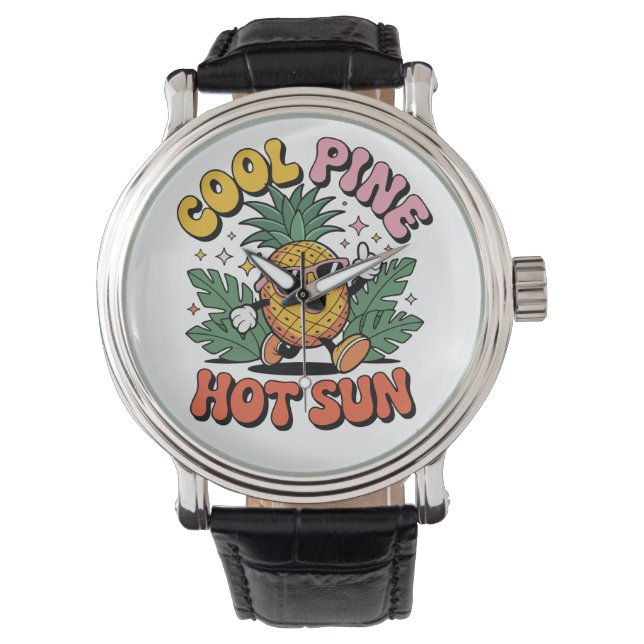 Montre Cool Pine Hot Sun Retro Pineapple Summer Vibes (devant)