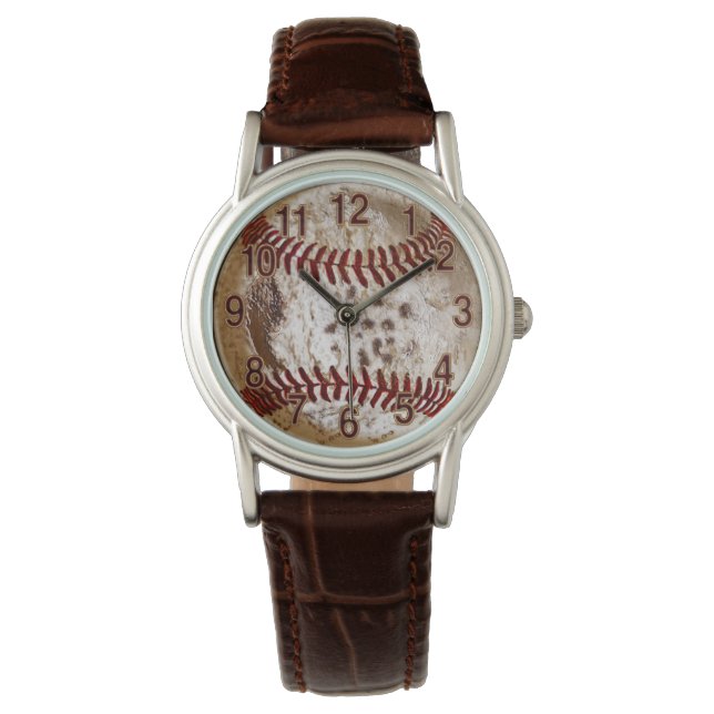 Montre Cool Rustic BASEBALL Watch dans de nombreux styles (devant)