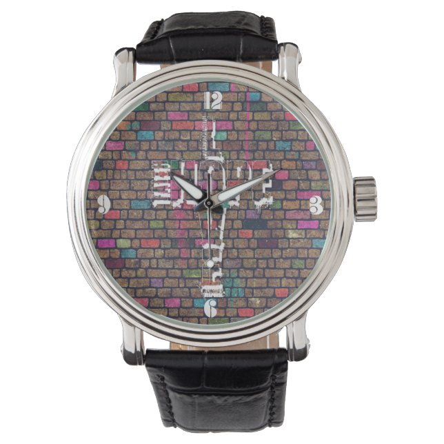 Montre Cool stupéfiant Faith Love Hope graffiti mots (devant)