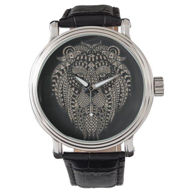 Montre Cool Tribal Metallic Lion Head Black (devant)