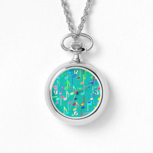Montre Copie de notes musicales - turquoise, multi