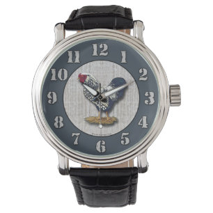 Montre Coq Barnboards de Wyandotte lacé par argent