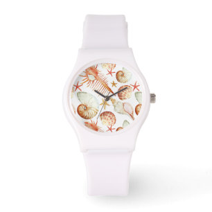 Montre Corail Avec Coquillages Et Crabes Motif