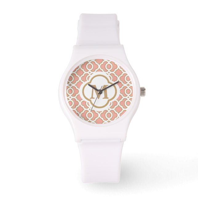 Montre Corail monogramme et Quatrefoil or marocain (Recto)