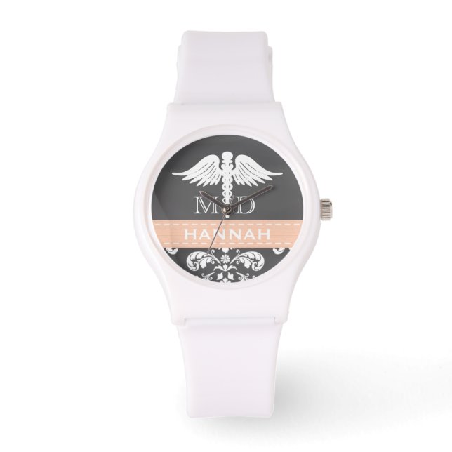 MONTRE CORAL PERSONNALISÉ PHYSICIEN CADUCEUS CLASSEUR (Recto)
