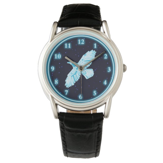 Montre Corbeau bleu sur étoiles (devant)