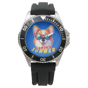 Montre Corgi porte des lunettes de soleil Profitez de l'é
