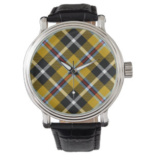 Montre Cornouailles National Tartan Jaune et Noir Plaid