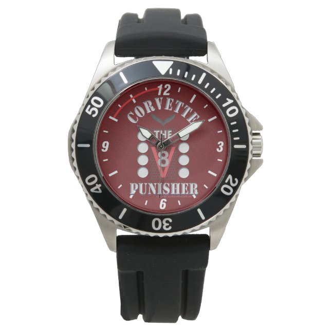 Montre Corvette V8 Punisher Red Face Watch (devant)