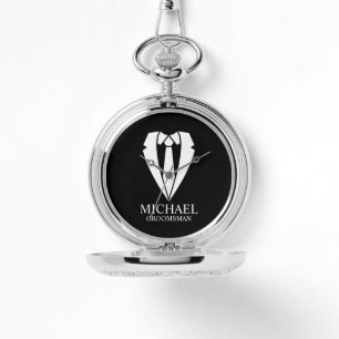 Montre Costume Mariage noir et Cravate Groomsmans personn