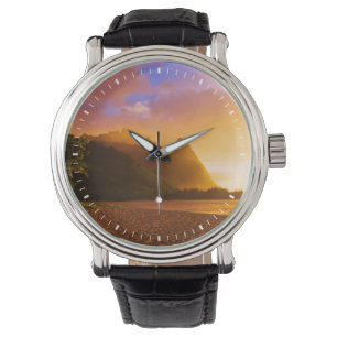 Montre Coucher de soleil sur la plage d'or, Hawaii