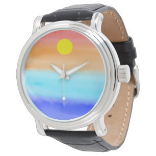 Montre Coucher de soleil sur l'aquarelle de l'océan Art A