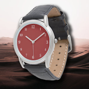 Montre Couleur solide rouge Crimson   Classique   Élégant