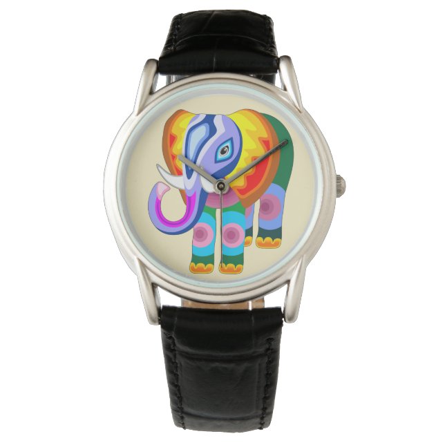 Montre Couleurs arc-en-ciel éléphant (devant)