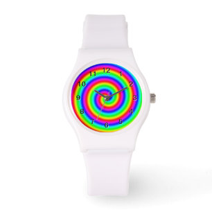 Montre Couleurs d'arc-en-ciel. Spirale lumineuse et