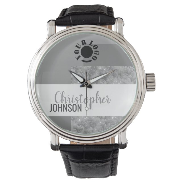 Montre Couleurs Gris Élégant Chic Sophistiqué Nom Personn (devant)