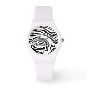 Montre Couleurs personnalisées Waves Watch - noir et blan