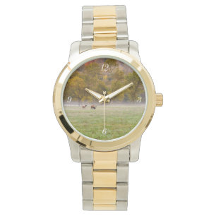 Montre Couple d'Elk de pâturage Or et Silver Watch