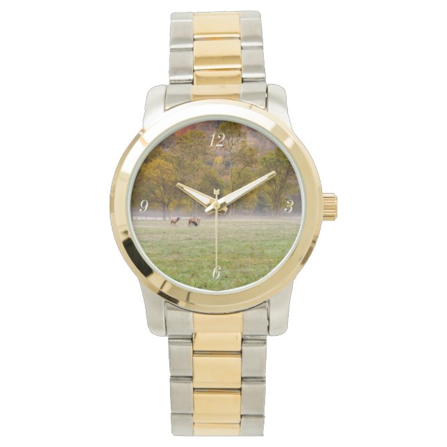 Montre Couple d'Elk de pâturage Or et Silver Watch (devant)