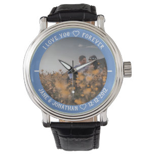 Montre Couple Mariage Anniversaire Modèle photo Bleu