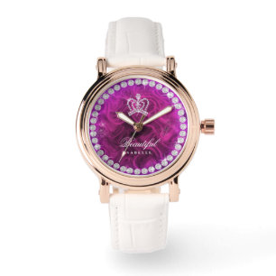 Montre Couronne brillante Magenta rouge