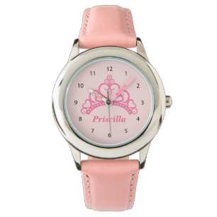 Montre Couronne de princesse rose élégante pour filles