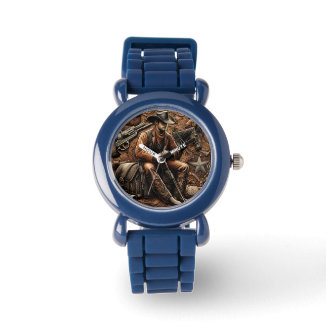 Montre Cowboy à pistons : Portrait Ouest sauvage (Recto)