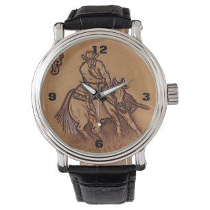 Montre Cowboy en cuir occidental de rodéo d'équitation