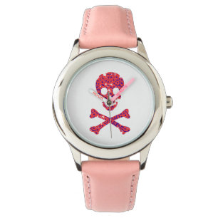 Montre Crâne à motifs floraux