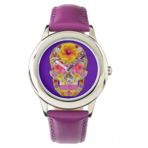 Montre Crâne de fleurs 4 - Tropical