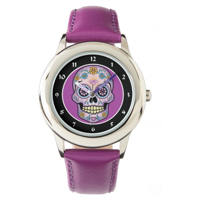 Montre Crâne de sucre pourpre (devant)