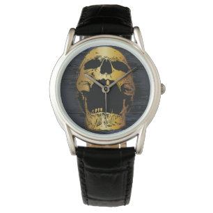 Montre Crâne d'or métallique - Crâne à cris dorés