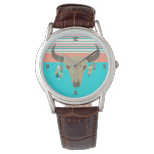 Montre Crâne et plumes de taureau du sud-ouest