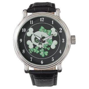 Montre Crâne mignon avec Shamrock