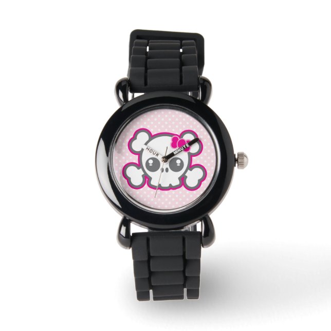 Montre crâne rose Kawaii (Recto)