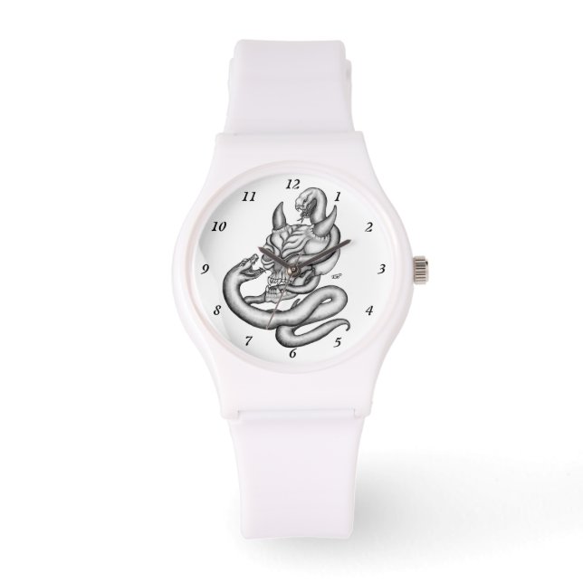 Montre Crâne - Tête diabolique avec serpent (Recto)