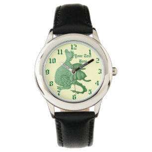 Montre créature imaginaire mythique dragon vert mignon