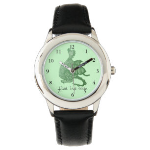 Montre créature imaginaire mythique dragon vert mignon