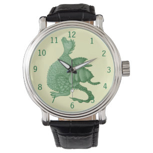 Montre créature imaginaire mythique dragon vert mignon