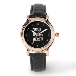 Montre Créez votre propre bracelet en cuir noir Carré