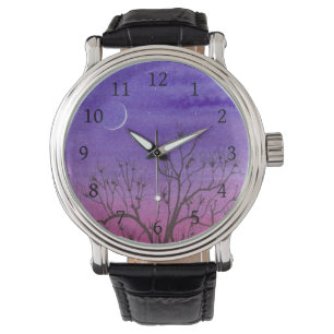 Montre Crescent Moon & Tree Wrist Watch