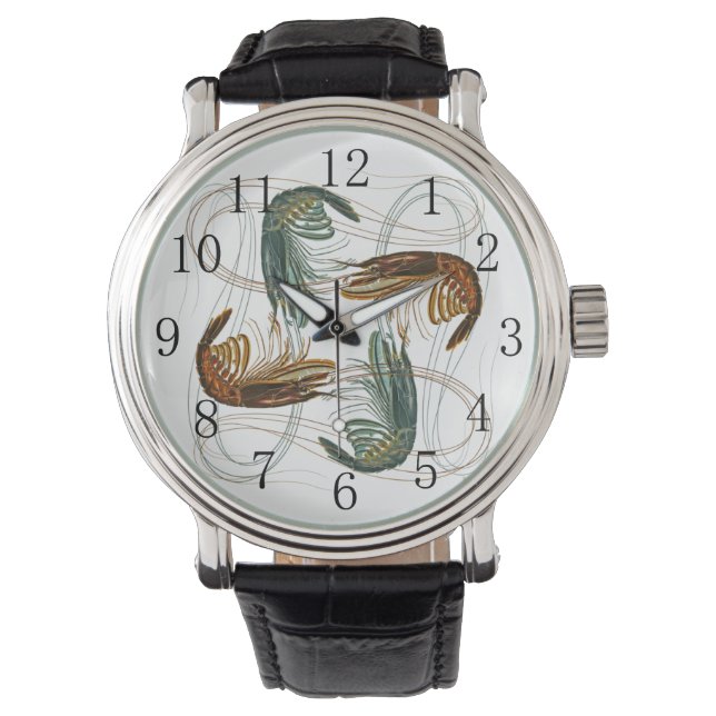 Montre Crevettes en blanc avec des chiffres (devant)