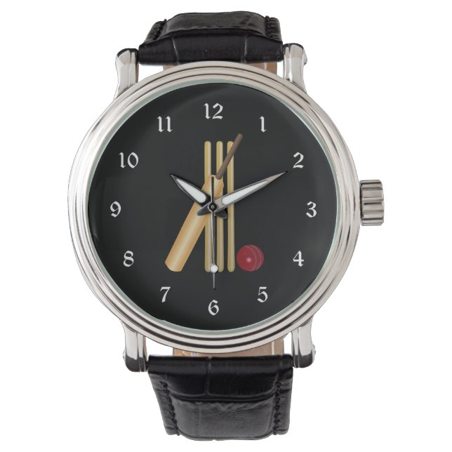 Montre Cricket - wicket, batte et balle (devant)