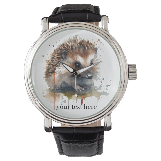 Montre Critère confortable : Hérisson en aquarelle, perso (devant)