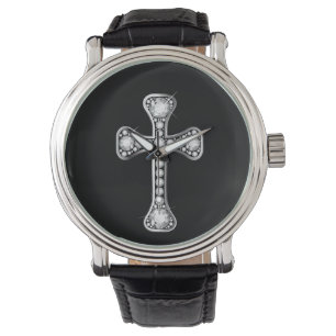 Montre croisée chrétienne de "diamant"